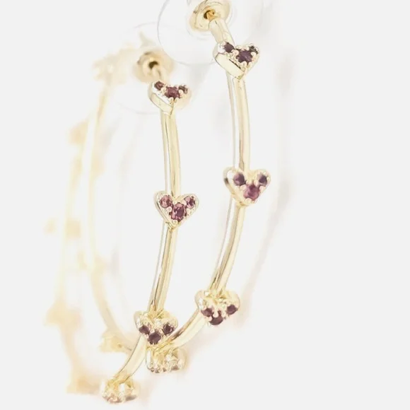 Kendra Scott Haven Crystal Heart Hoop  1/2” Earrings in Gold NWT’s - Picture 3 of 3
